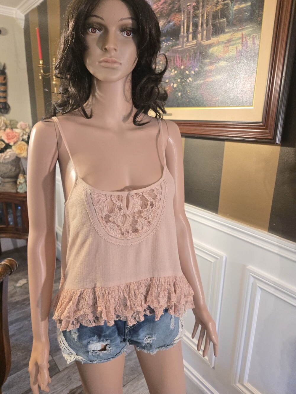 Kimchi Blue Blush Pink Lace-Trim Camisole